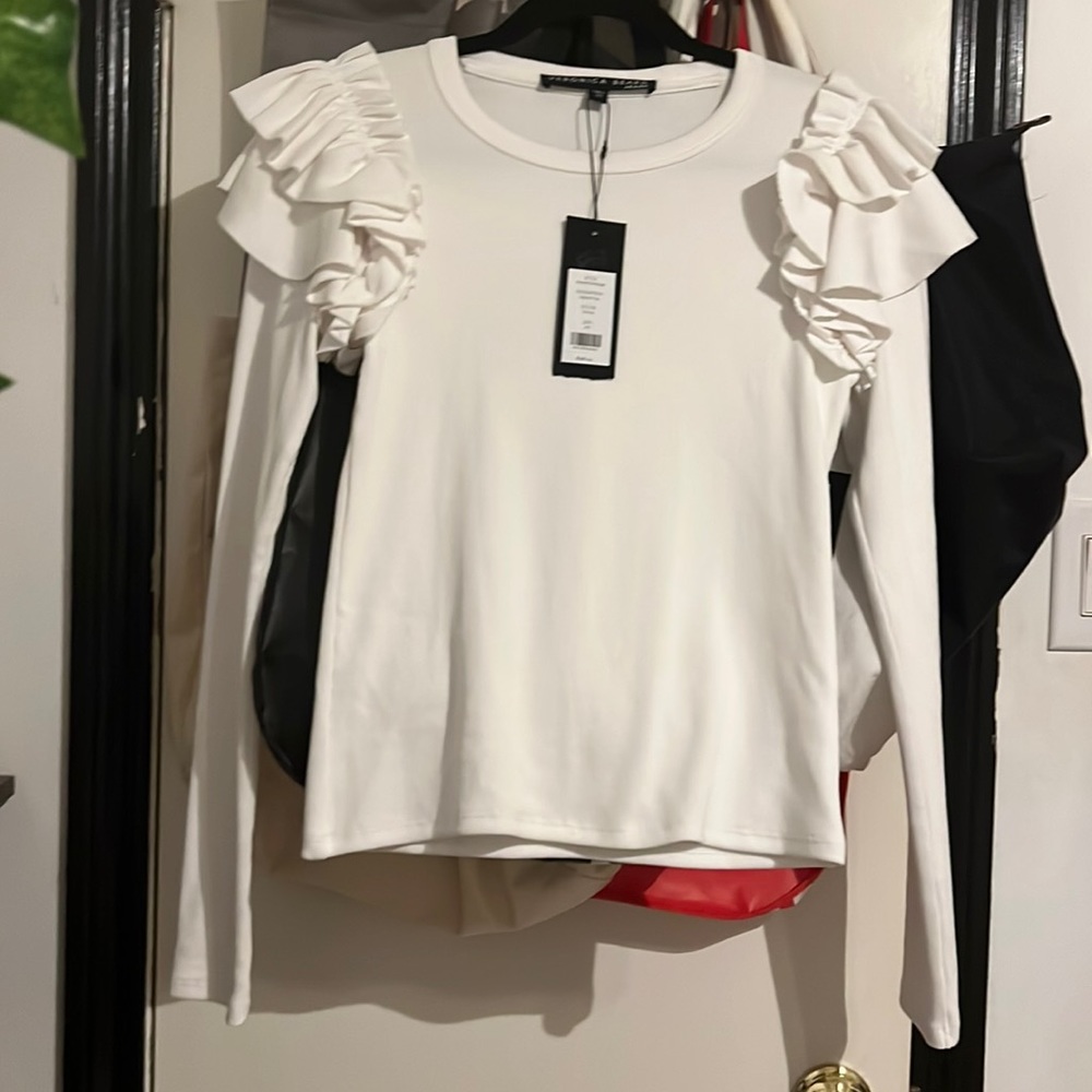 V.B white ruffle top